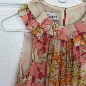 𝅺Sara Campbell silk dress floral print  fully lined feminine